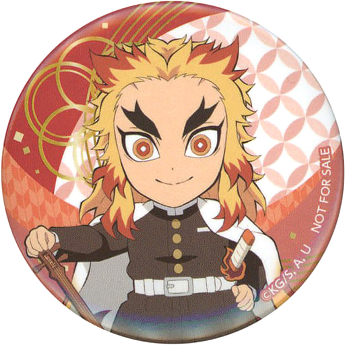Demon Slayer: Kimetsu no Yaiba Kyojuro Rengoku Mini Character Can Badge SEGA Limited Ufo Catcher Part 2 Bonus Buttons [USED]