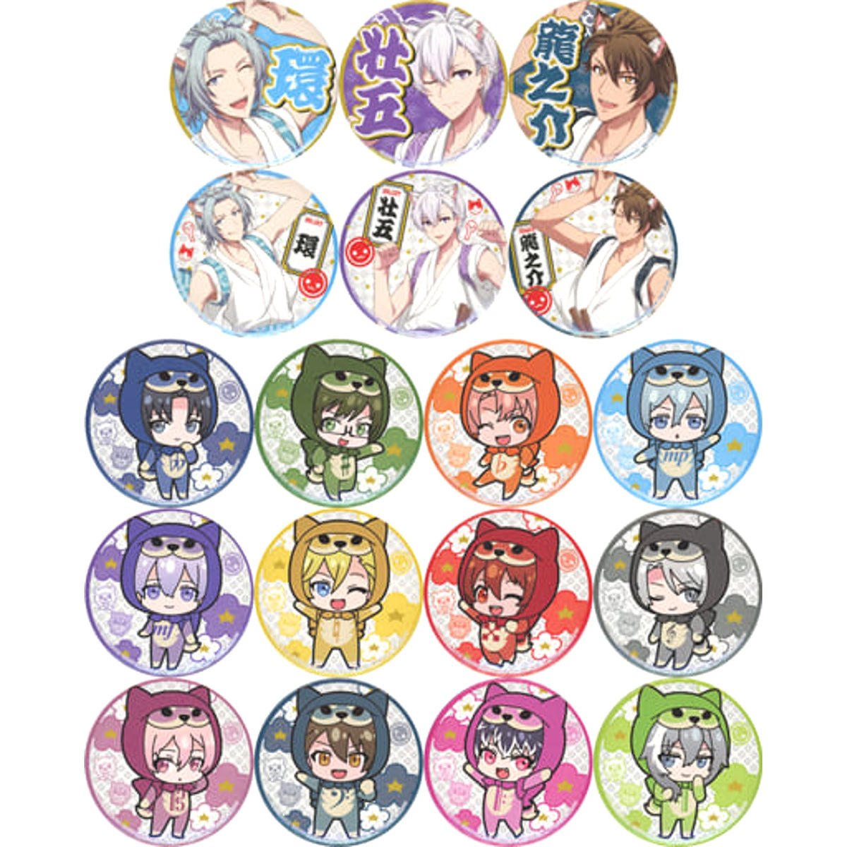 Idolish7 X Taiko no Tatsujin Iori Izumi & Others Can Badge Part 3 All 18 Types Set Buttons [USED]