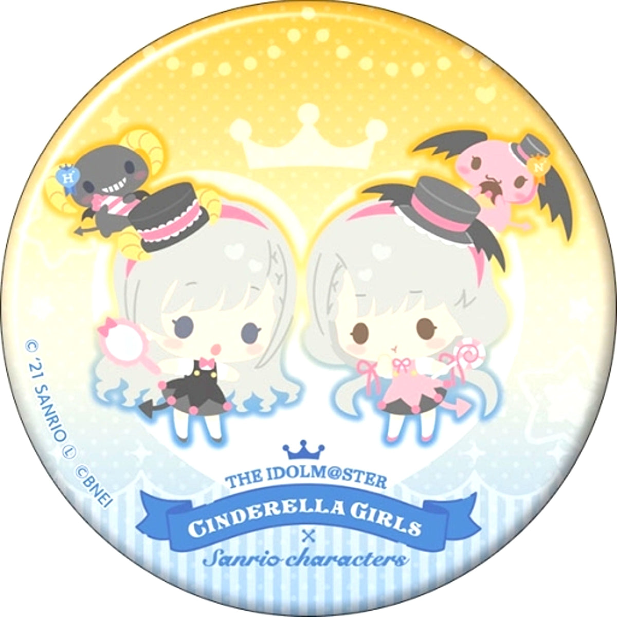 Hayate Hisakawa and Nagi Hisakawa Glitter Character Badge Collection Vol.1 The Idolmaster Cinderella Girls x Sanrio Characters [USED]
