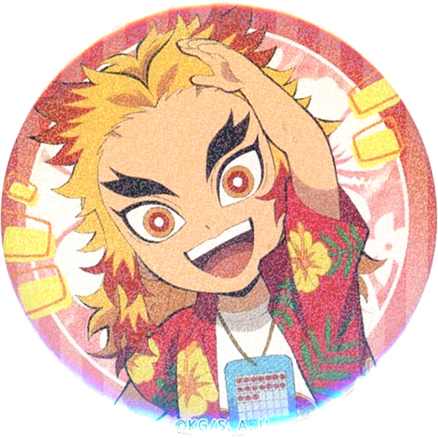 Kyojuro Rengoku Glitter Demon Slayer: Kimetsu no Yaiba 57mm Random Button ufotable cafe Summer Vacation Event Group B [USED]