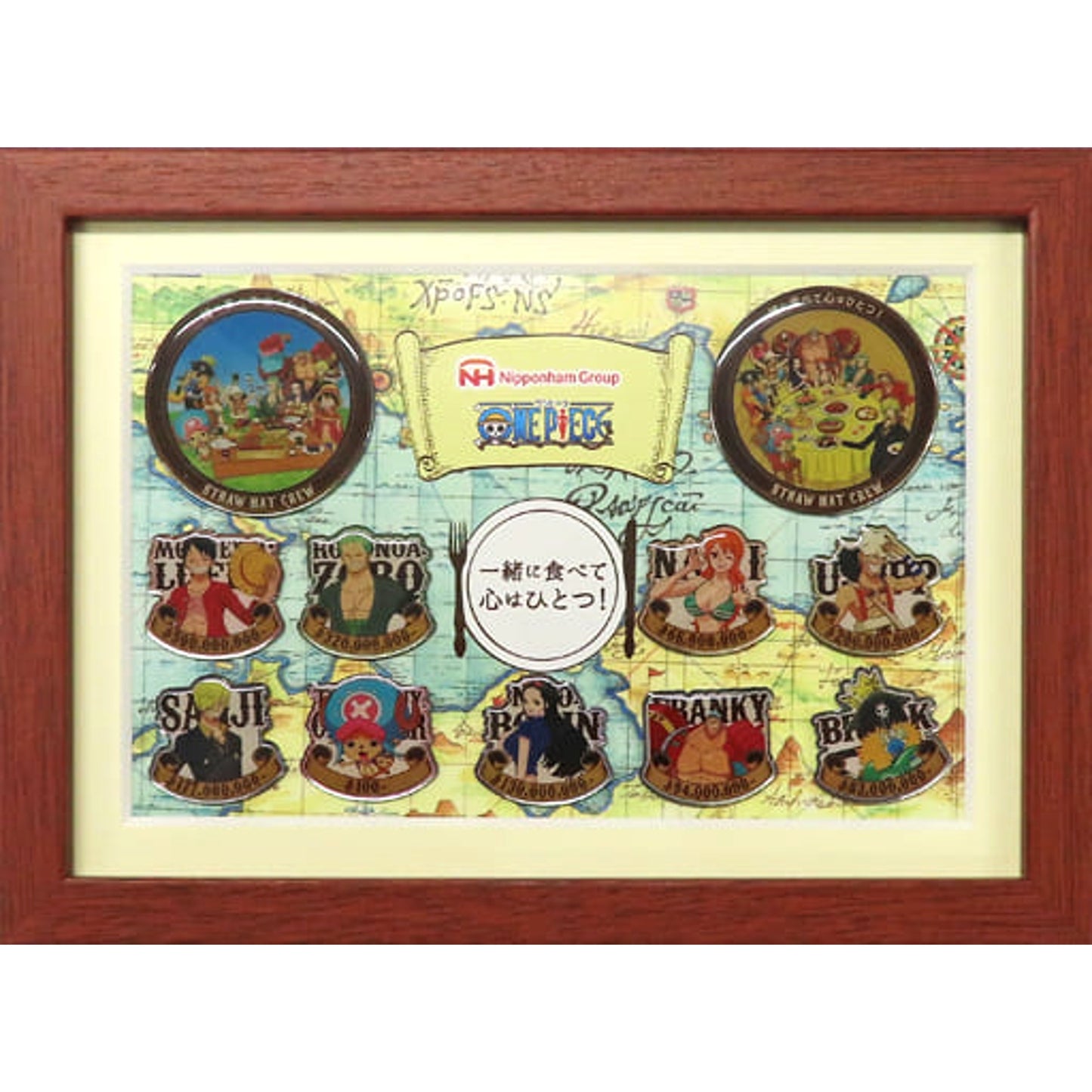 One Piece X Nippon Ham Straw Hat Pirates Original Pins Issho ni Tabete Kokoro wa Hitotsu! Present Campaign Closed Sweepstakes Winning Item 11 Types Set Pins [USED]