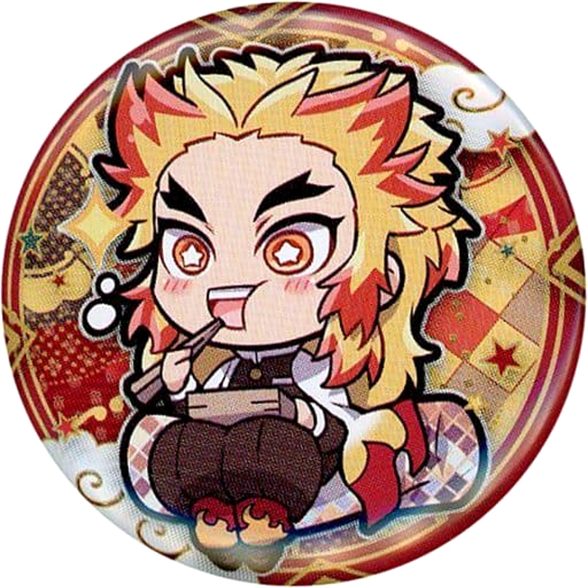 Demon Slayer: Kimetsu no Yaiba Kyojuro Rengoku Charabanchoukou Can Badge 5th Form Buttons [USED]