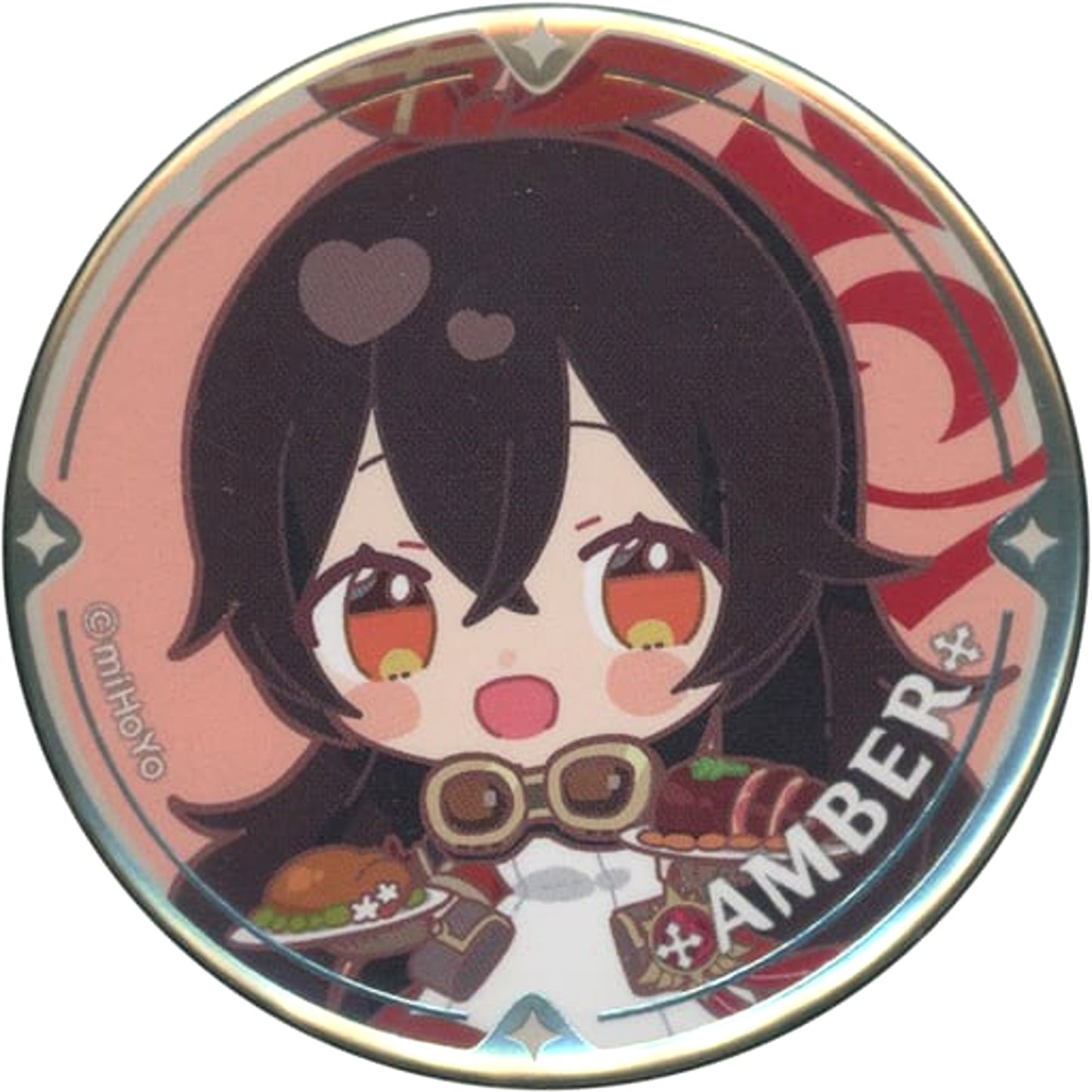 Genshin Amber Chibi Chara Trading Can Badge Sweets Paradise Soyokaze no Kyoen Limited Buttons [USED]