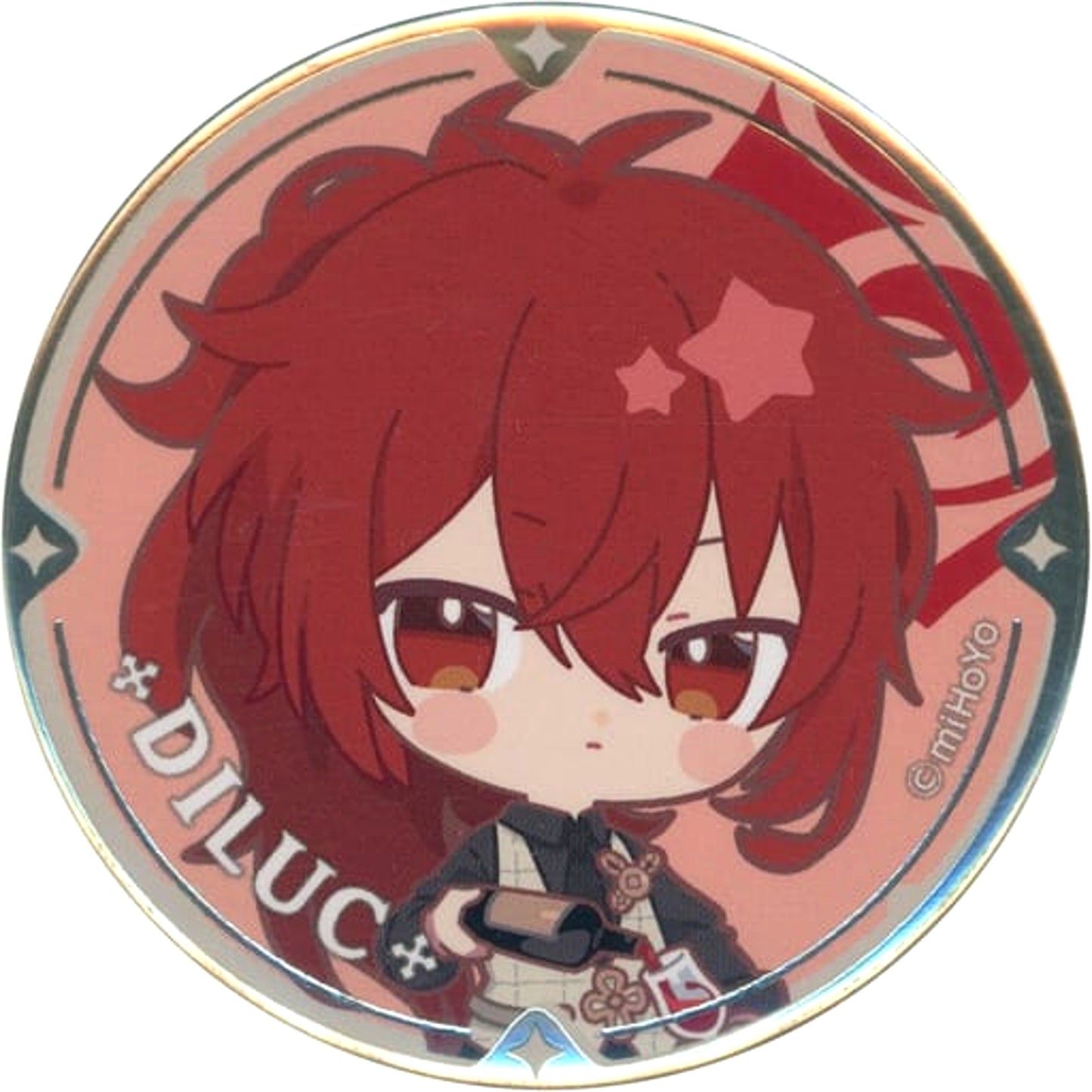 Genshin Diluc Chibi Chara Trading Can Badge Sweets Paradise Soyokaze no Kyoen Limited Buttons [USED]