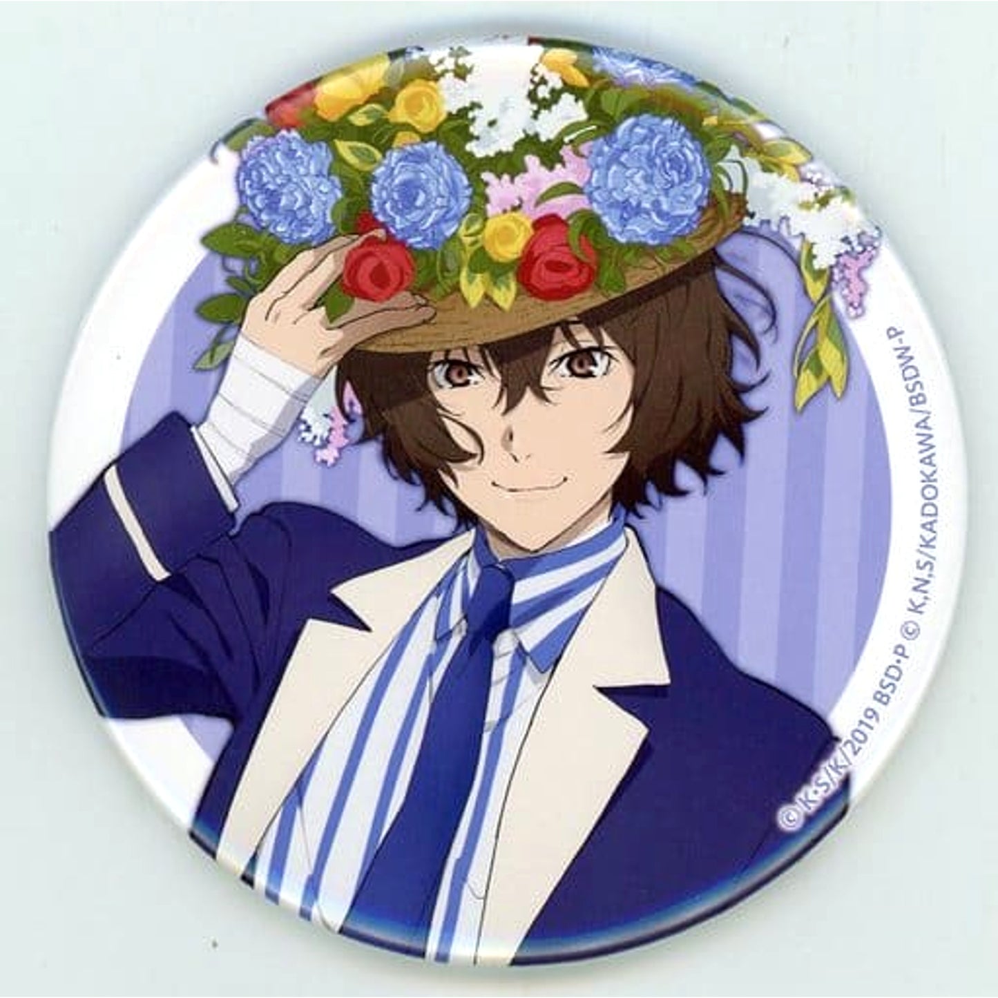 Osamu Dazai Newly Drawn Ver. Bungo Stray Dogs 5th Anniversary Lottery Mayoi Inutachi no Shukusai 75mm Button Busou Tanteisha Kujibikido Limited Prize E-2 [USED]