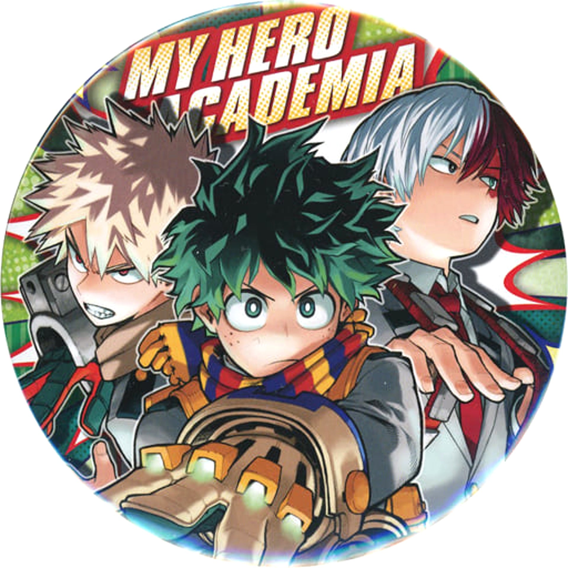 My Hero Academia Izuku Midoriya & Others Cover of Vol.26 Collection Can Badge Big Strongest Trio Ver. My Hero Academia Exhibition Drawing Smash Limited Buttons [USED]