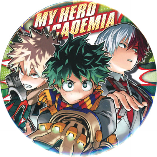 My Hero Academia Izuku Midoriya & Others Cover of Vol.26 Collection Can Badge Big Strongest Trio Ver. My Hero Academia Exhibition Drawing Smash Limited Buttons [USED]