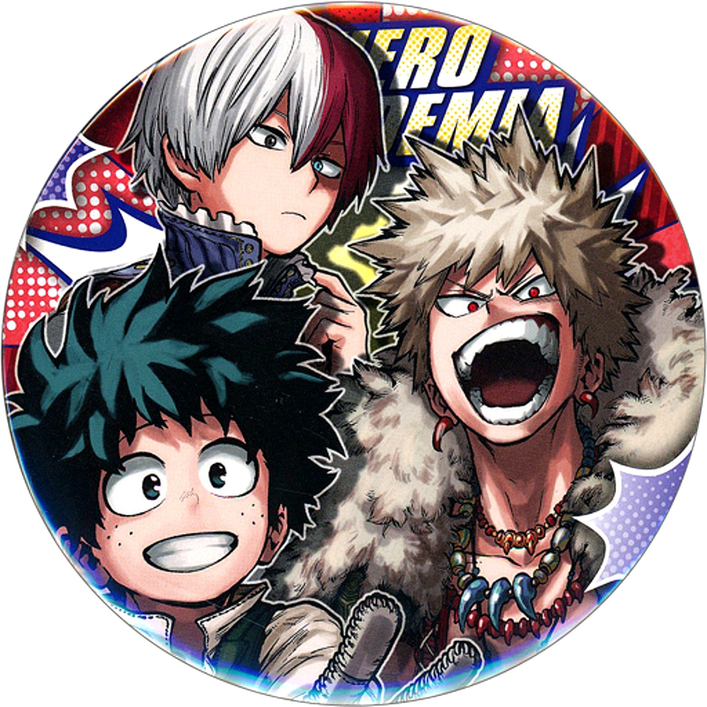 Izuku Midoriya & Katsuki Bakugo & Shoto Todoroki Ten Ketsu My Hero Academia Exhibition DRAWING SMASH Collection Button BIG Strongest Trio Ver. [USED]
