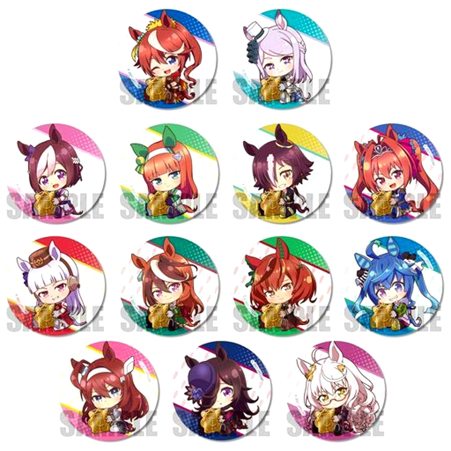 Set of 13 Uma Musume Pretty Derby Season 2 Gyugyutto Trading Button [USED]