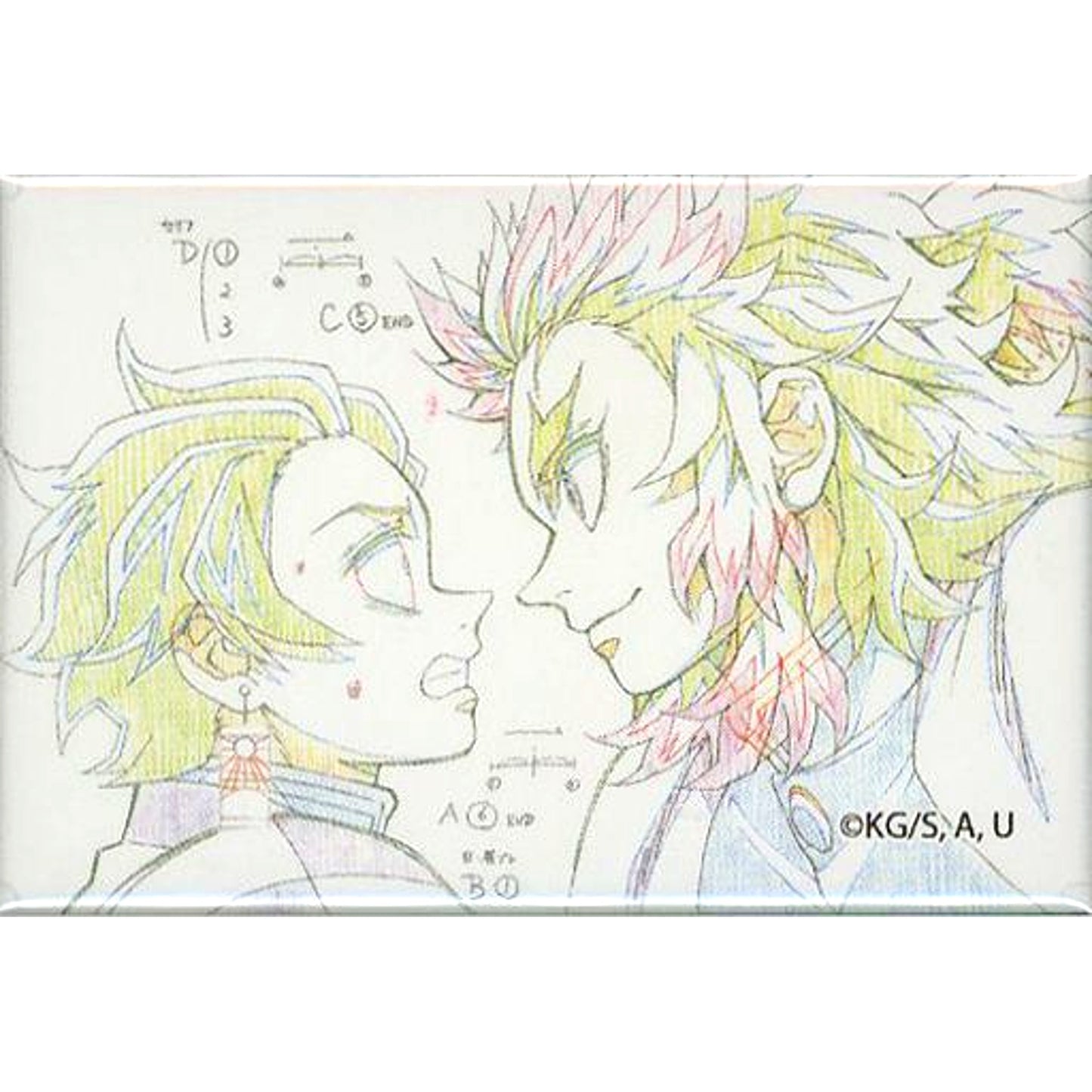 Tanjiro Kamado & Kyojuro Rengoku Facing Each Other Demon Slayer Mugen Train Arc The Movie Final Screening Commemoration ufotable Theater Goods Vol. 3 Original Art Collection Square Random Button A [USED]
