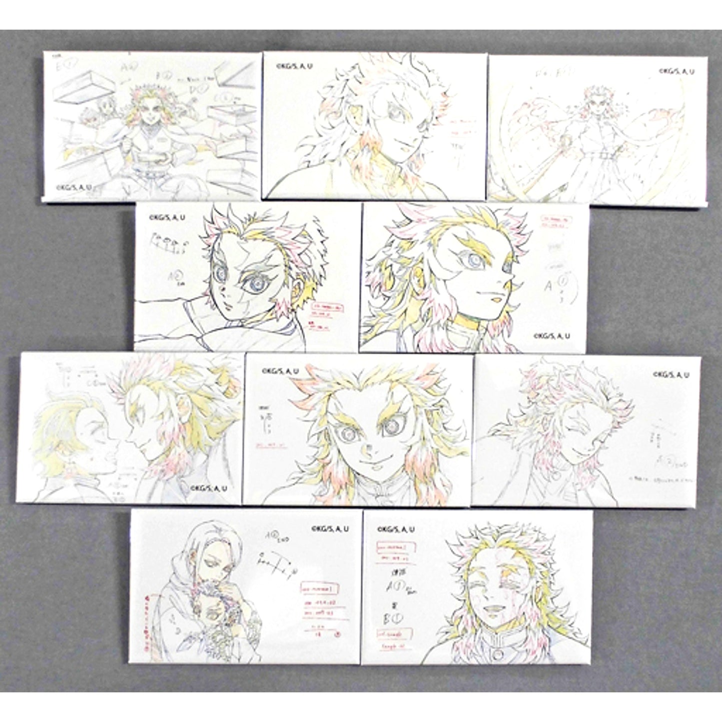 Set of 10 Demon Slayer Kimetsu no Yaiba Mugen Train Final Screening ufotable Theater Goods 3rd Key Animation Square Random Button A [USED]