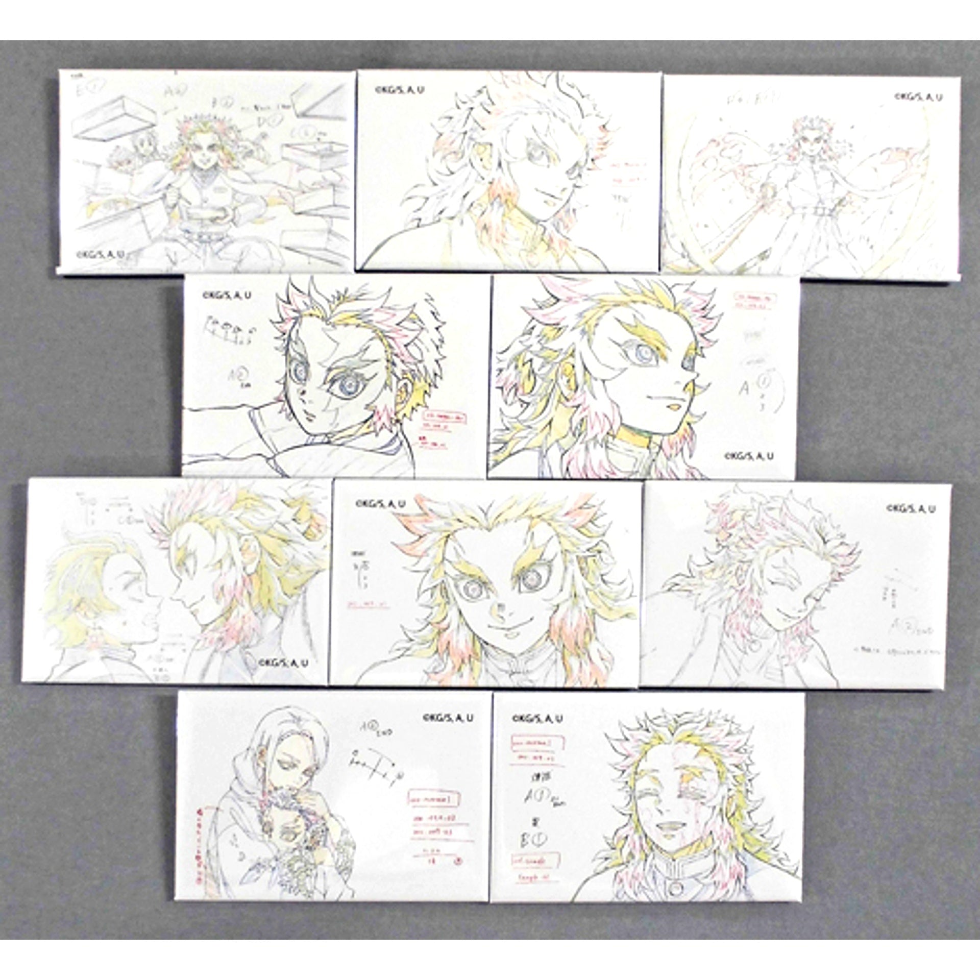 Set of 10 Demon Slayer Kimetsu no Yaiba Mugen Train Final Screening ufotable Theater Goods 3rd Key Animation Square Random Button A [USED]
