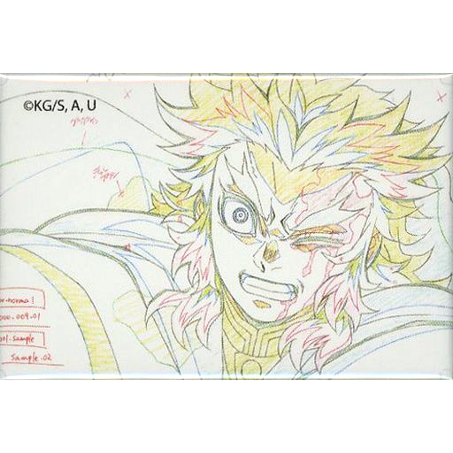 Kyojuro Rengoku Front One Eye Closed Clenched Teeth Right Side Demon Slayer The Movie Mugen Train Final Screening Memorial ufotable Theater Goods Part 3 Genga Collection Square Random Button B [USED]