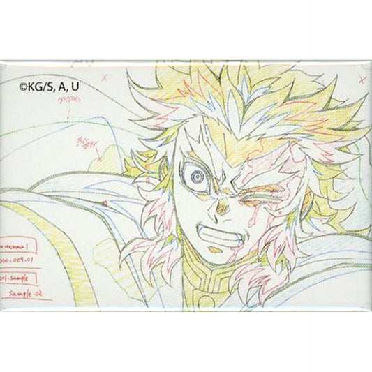 Kyojuro Rengoku Front One Eye Closed Clenched Teeth Right Side Demon Slayer The Movie Mugen Train Final Screening Memorial ufotable Theater Goods Part 3 Genga Collection Square Random Button B [USED]