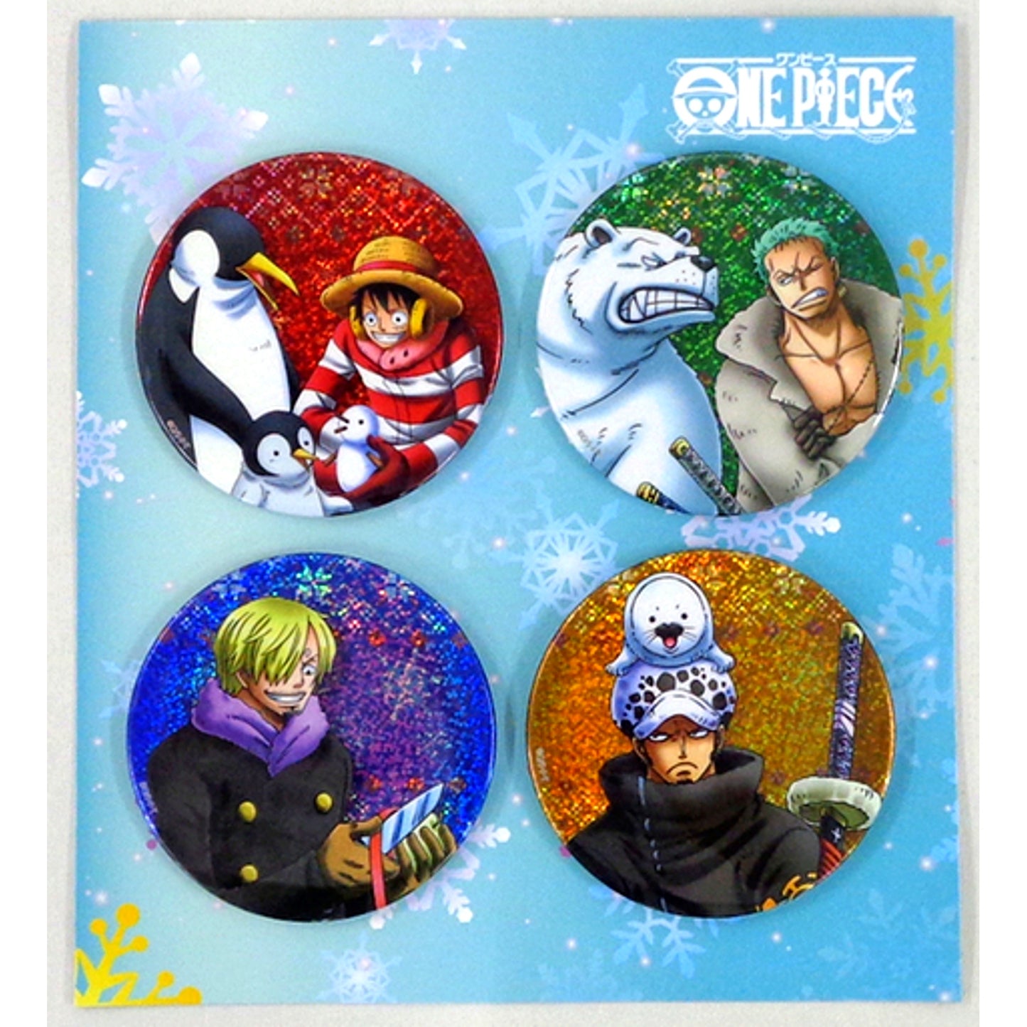 Set of 4 Group One Piece Big Glitter Button Chara-Ani Ltd [USED]