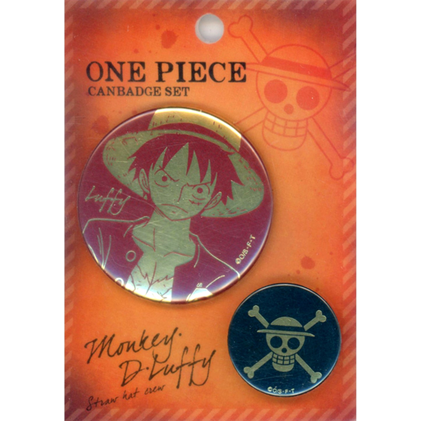 Set of 2 Monkey D. Luffy One Piece Foil Stamped Button [USED]