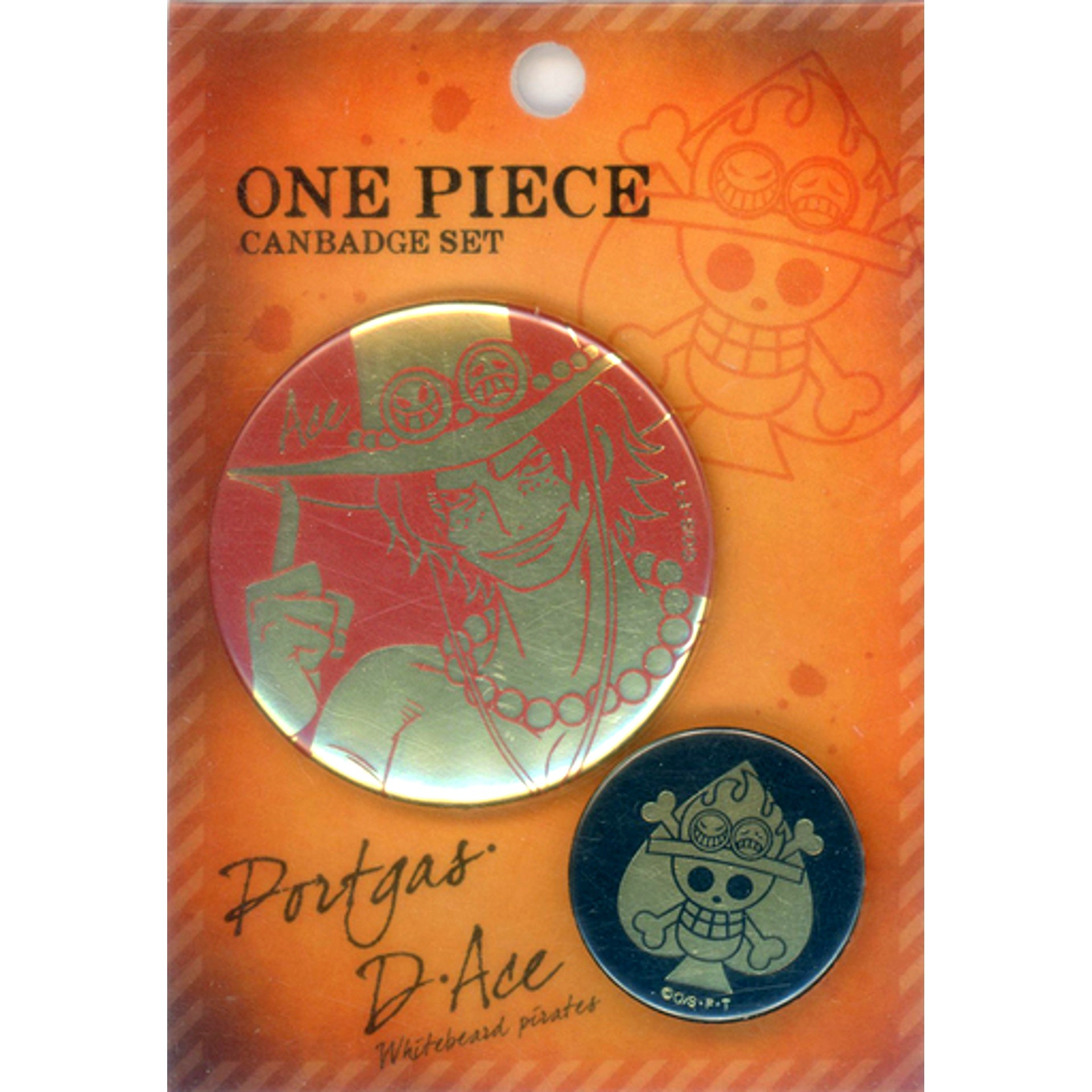 Set of 2 Portgas D. Ace One Piece Foil Stamped Buttons [USED]