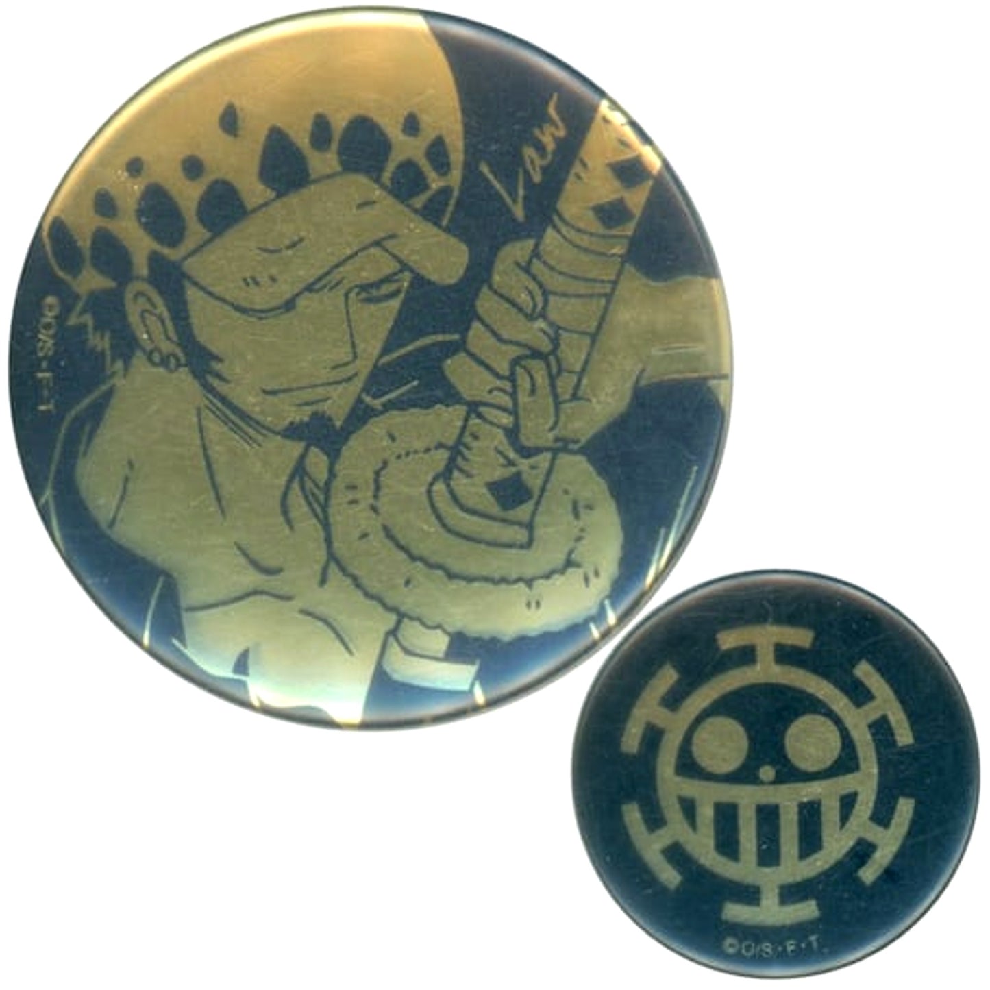 One Piece Trafalgar Law Foil Stamped Can Badge Set of 2 Buttons [USED]