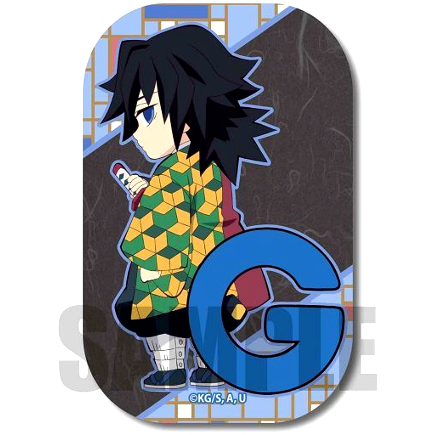 Giyu Tomioka Alphabet Ver. Demon Slayer Trading Square Button [USED]