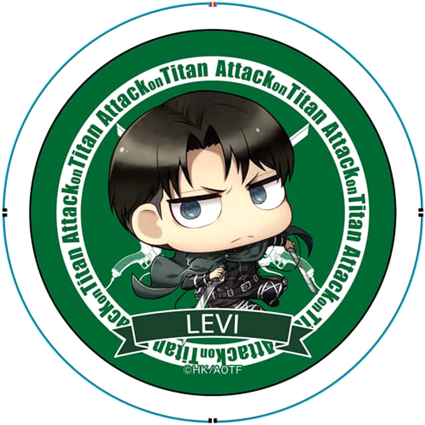 Attack on Titan Levi Ackerman Green Size M Chimi Chara Can Badge Buttons [USED]