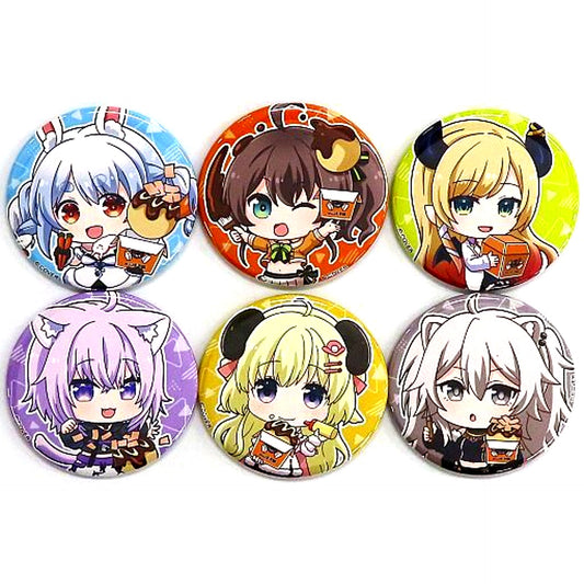 Set of 6 Virtual YouTuber Hololive x Bakudanyaki Honpo Trading Button [USED]