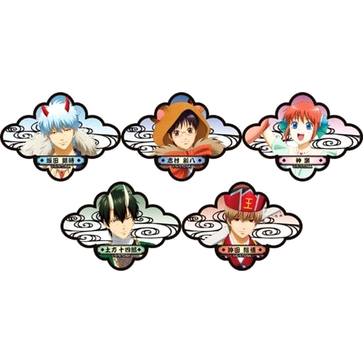 Gintama Gintoki Sakata & Others Lame Acrylic Badge Collection Hyakki Yagyo Ver. All 5 Types Set Buttons [USED]