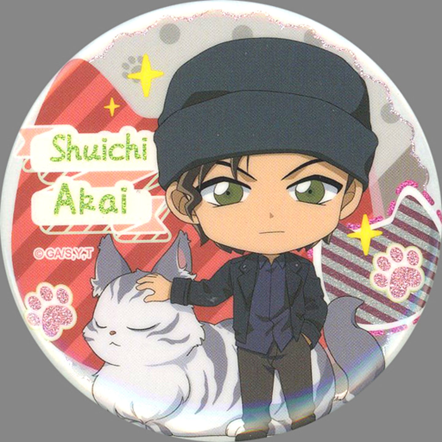 Shuichi Akai Detective Conan Cafe in Shanghai 2021 MIAO Series Button [USED]