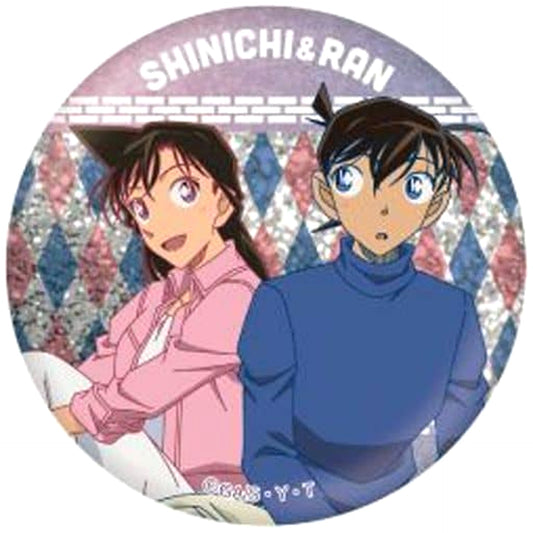 Detective Conan Shinichi Kudo Mori Ran Trading Metallic Can Badge A Buttons [USED]