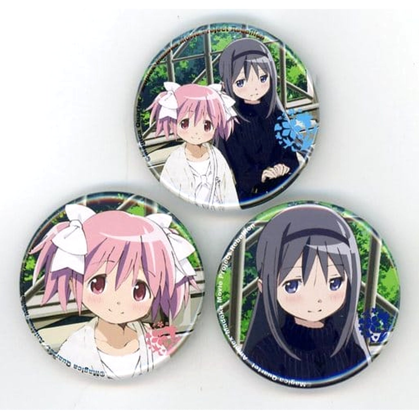 Puella Magi Madoka Magica The Movie Rebellion Madoka Kaname Homura Akemi Collaboration Can Badge A Earth Music & Ecology Japan Label Limited Set of 3 Buttons [USED]