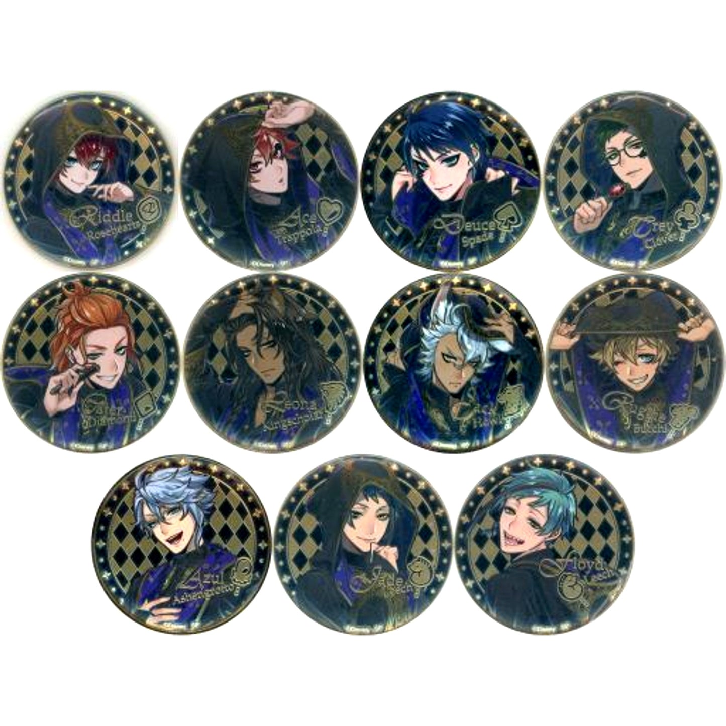 Set of 11 Disney Twisted-Wonderland Altimetal Button Collection Ceremonial Robes A-BOX [USED]