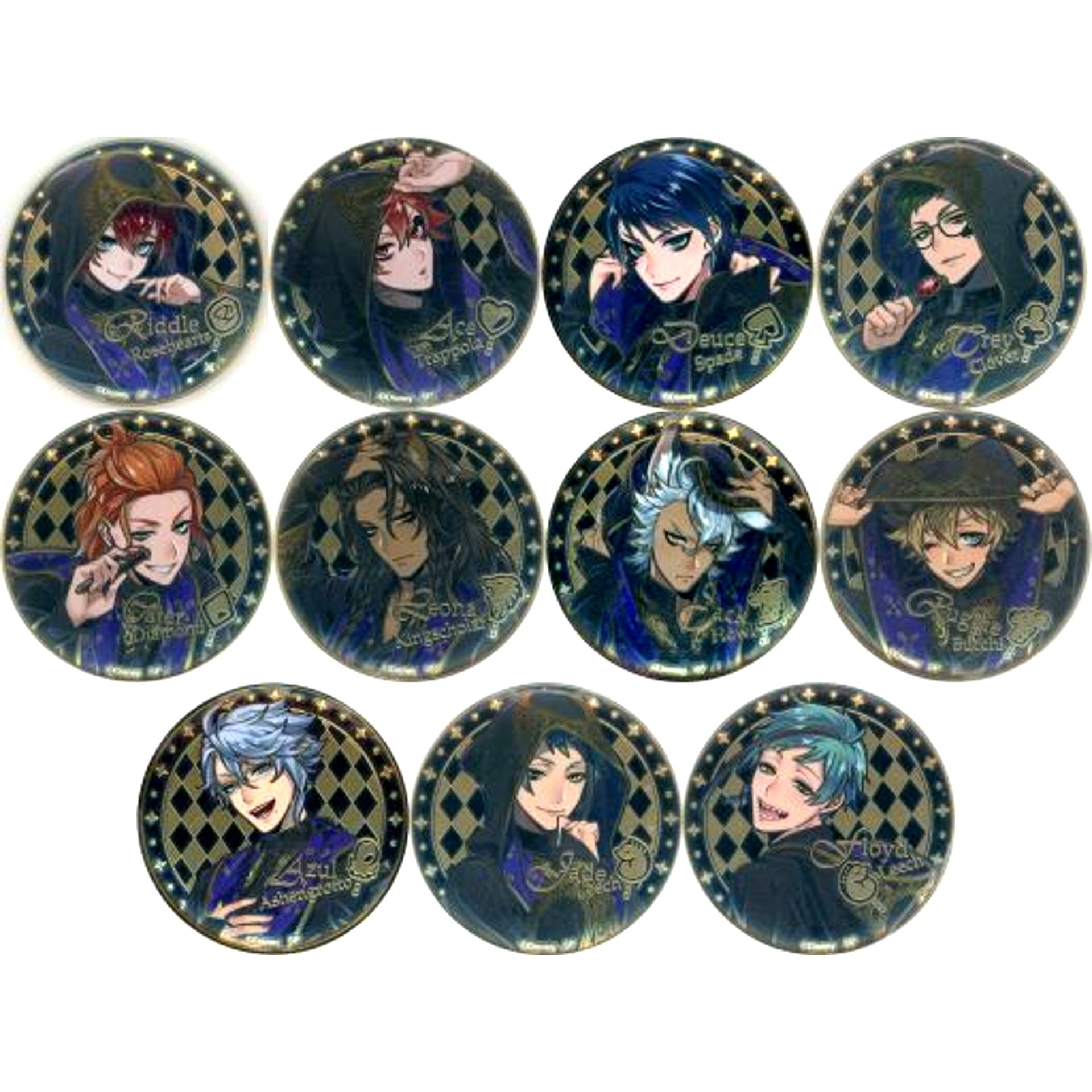 Set of 11 Disney Twisted-Wonderland Altimetal Button Collection Ceremonial Robes A-BOX [USED]