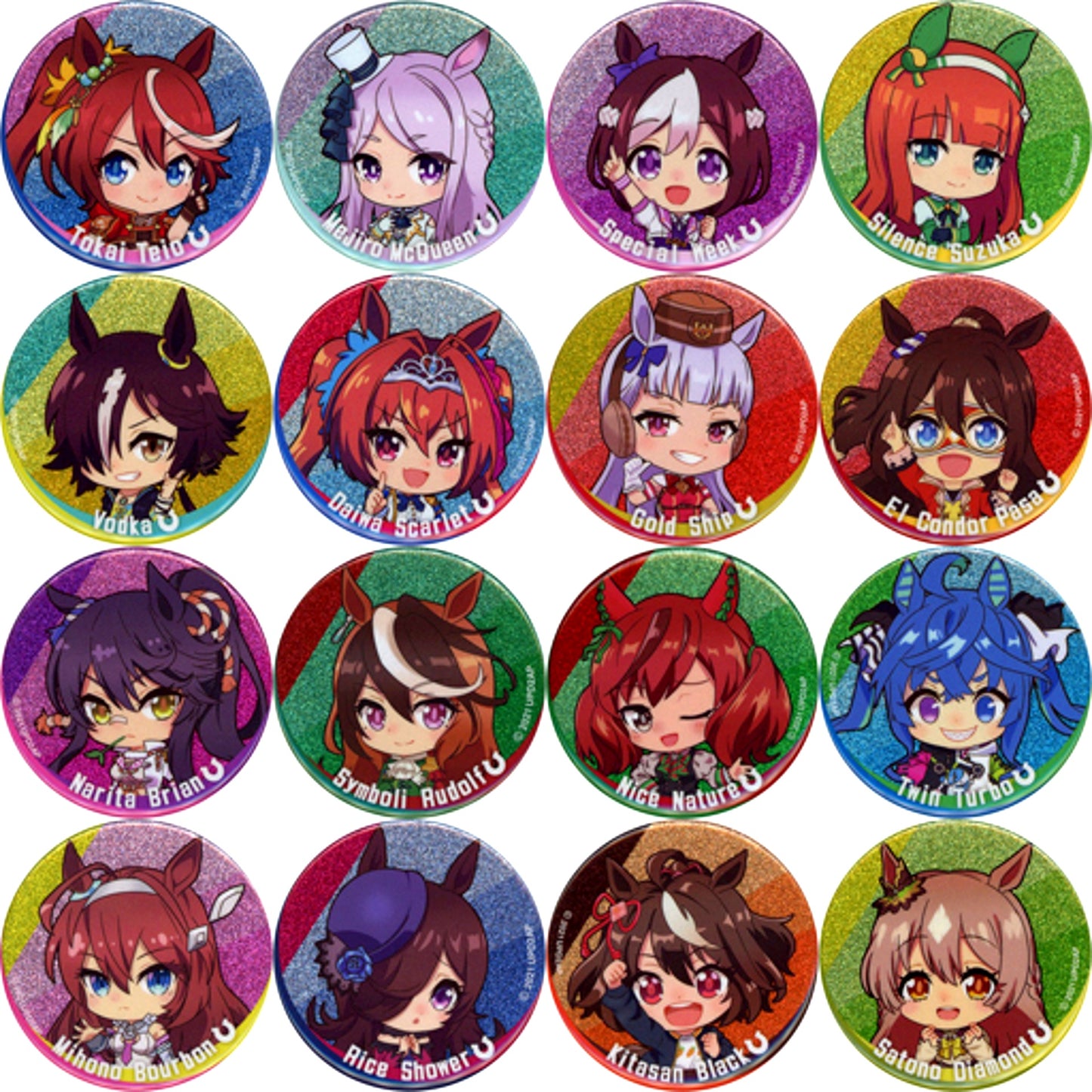 Set of 16 Group Uma Musume Pretty Derby Season 2 Shining! Glitter Button [USED]
