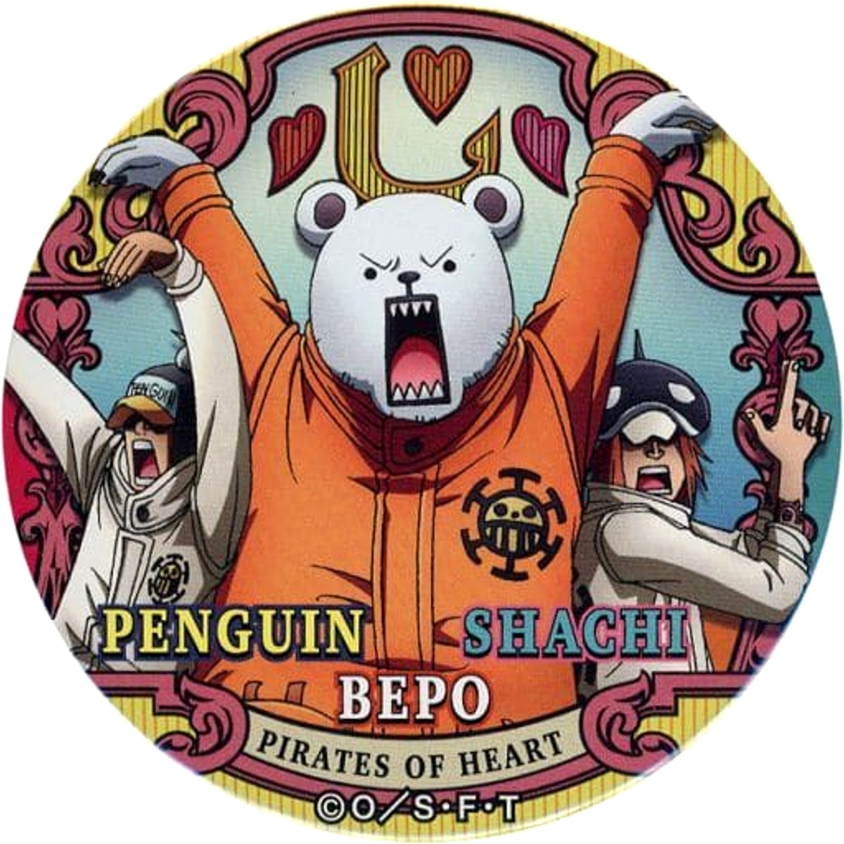 One Piece Bepo Penguin Shachi Yakara Can Badge Part 16 Utage Straw Store Limited Buttons [USED]