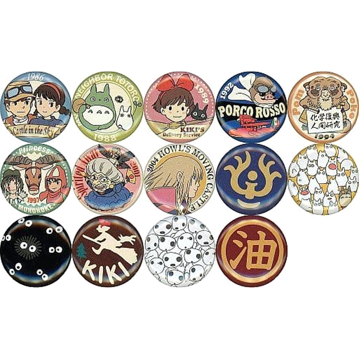 Ghibli ga Ippai Totoro & Others Can Badge Collection All 14 Types Set Buttons [USED]