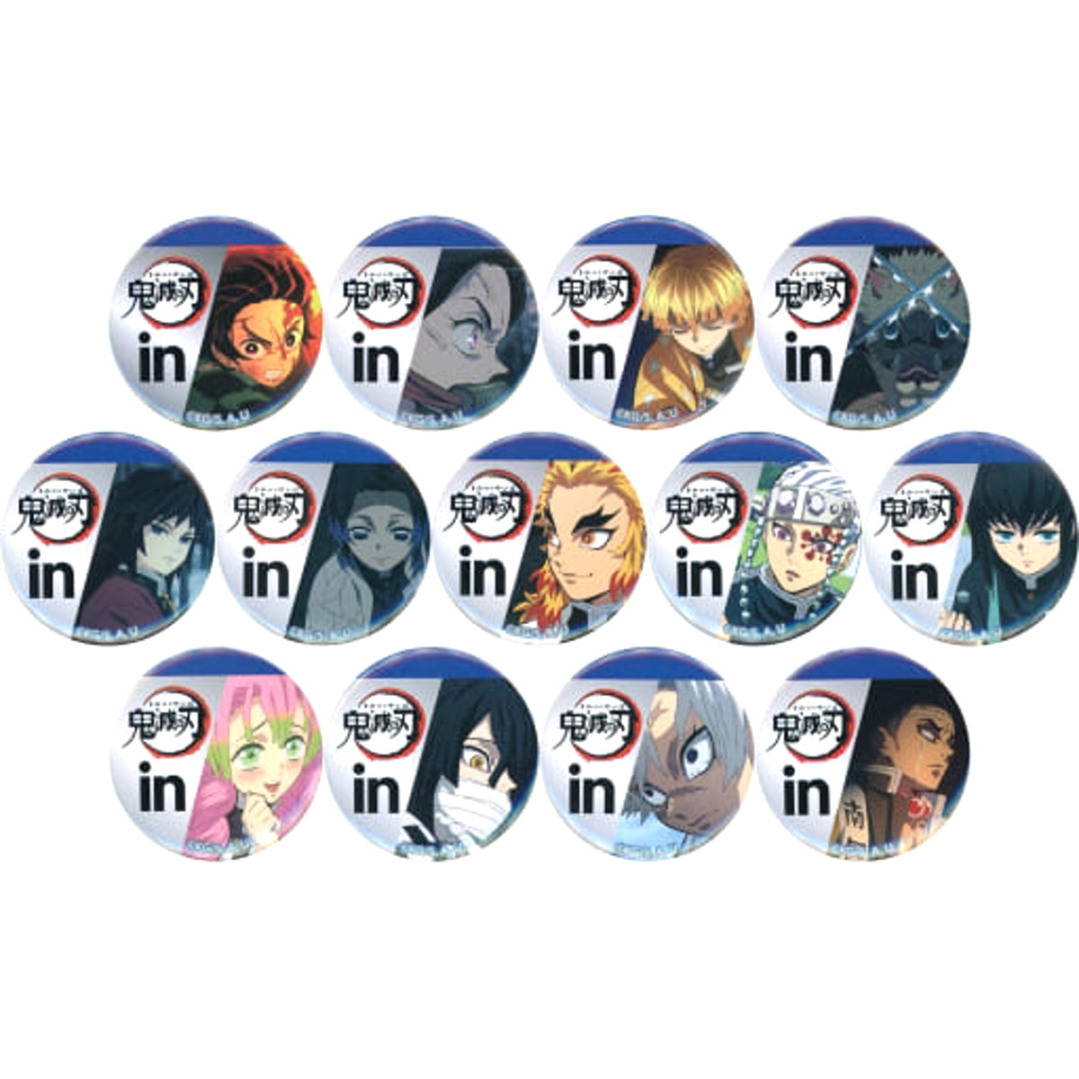 Kimetsu no Yaiba X Morinaga Seika in Jelly Tanjiro Kamado & Others Original Can Badge FamilyMart Exclusive Target Product Purchase Privilege All 13 Types Set Buttons [USED]