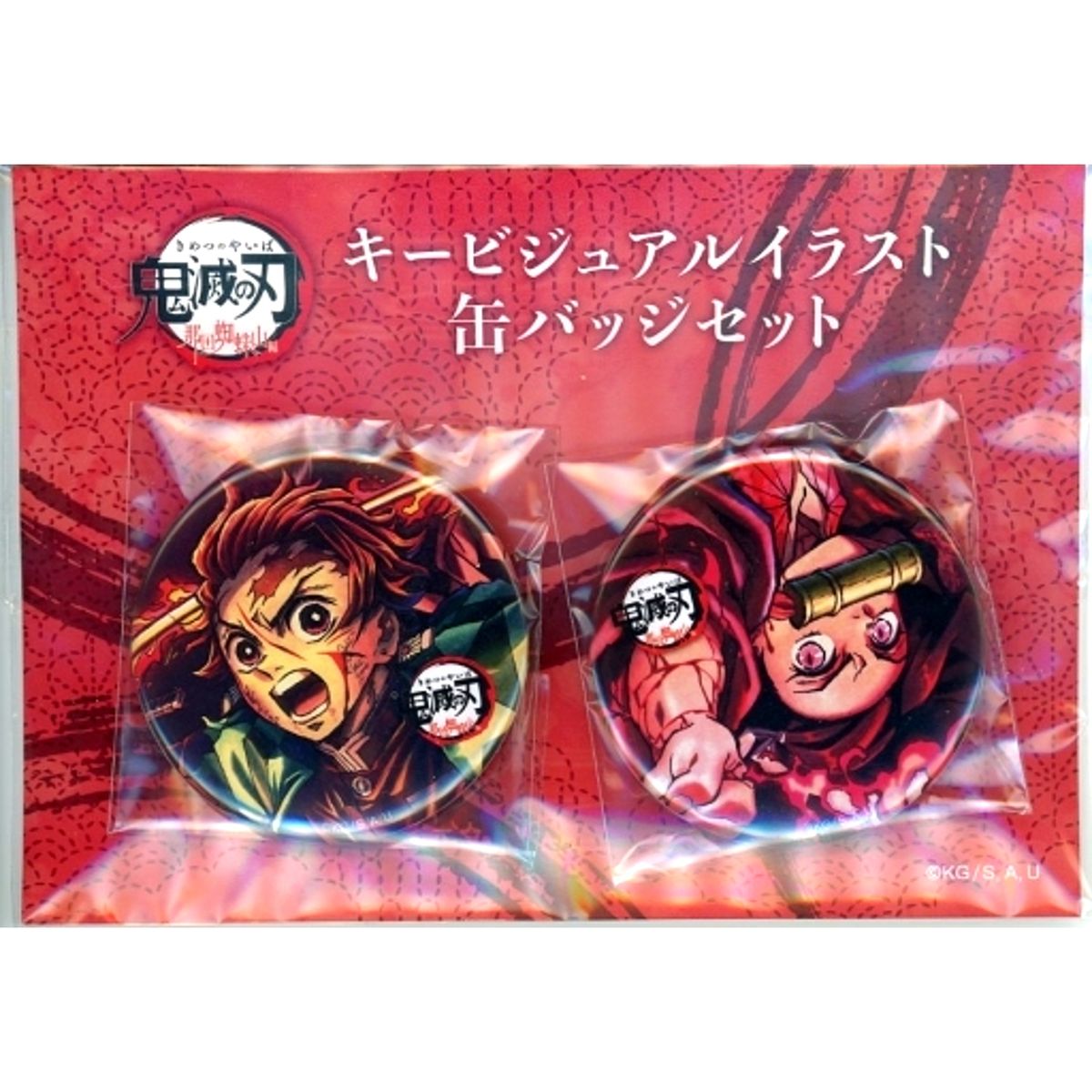 Set of 2 Demon Slayer: Kimetsu no Yaiba Key Visual 57mm Button [USED]