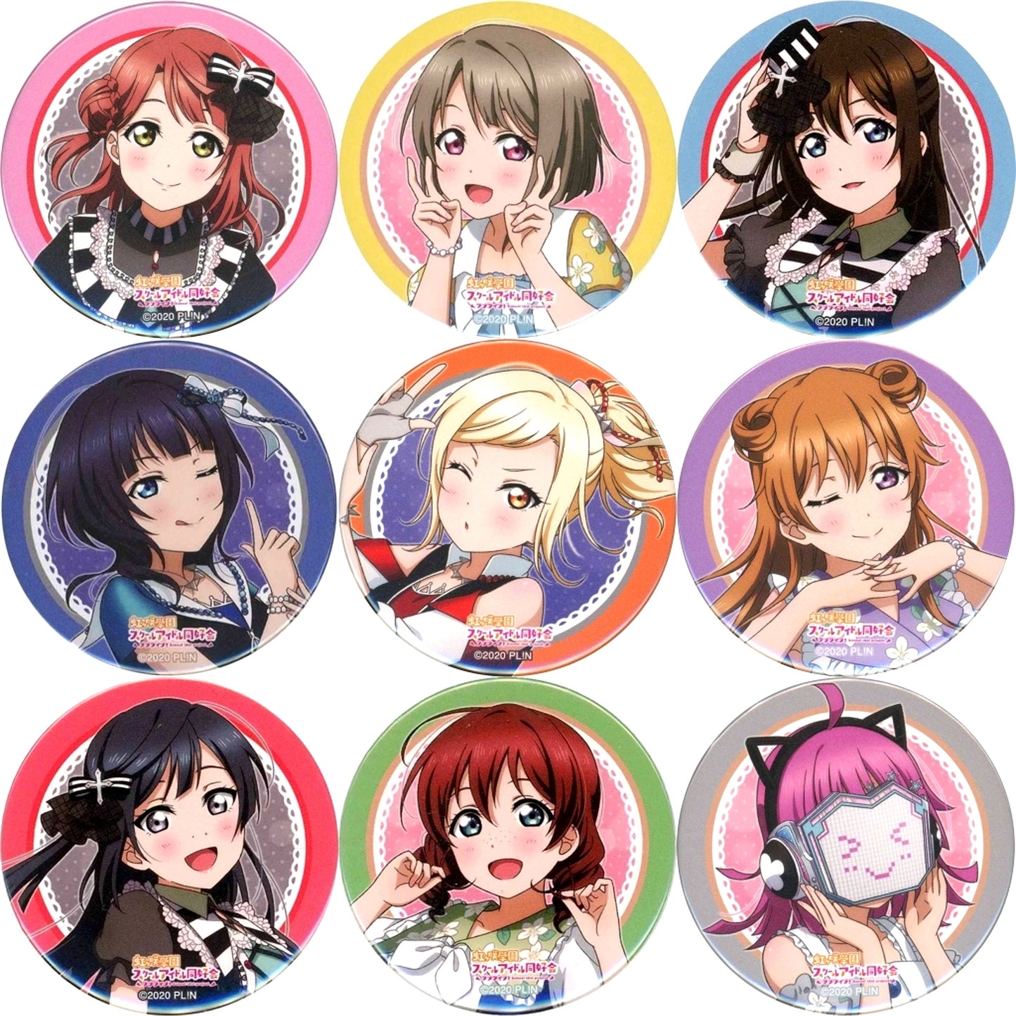 Set of 9 Love Live! Nijigasaki High School Idol Club Button Venue Limited Gacha UNIT LIVE & FAN MEETING [USED]