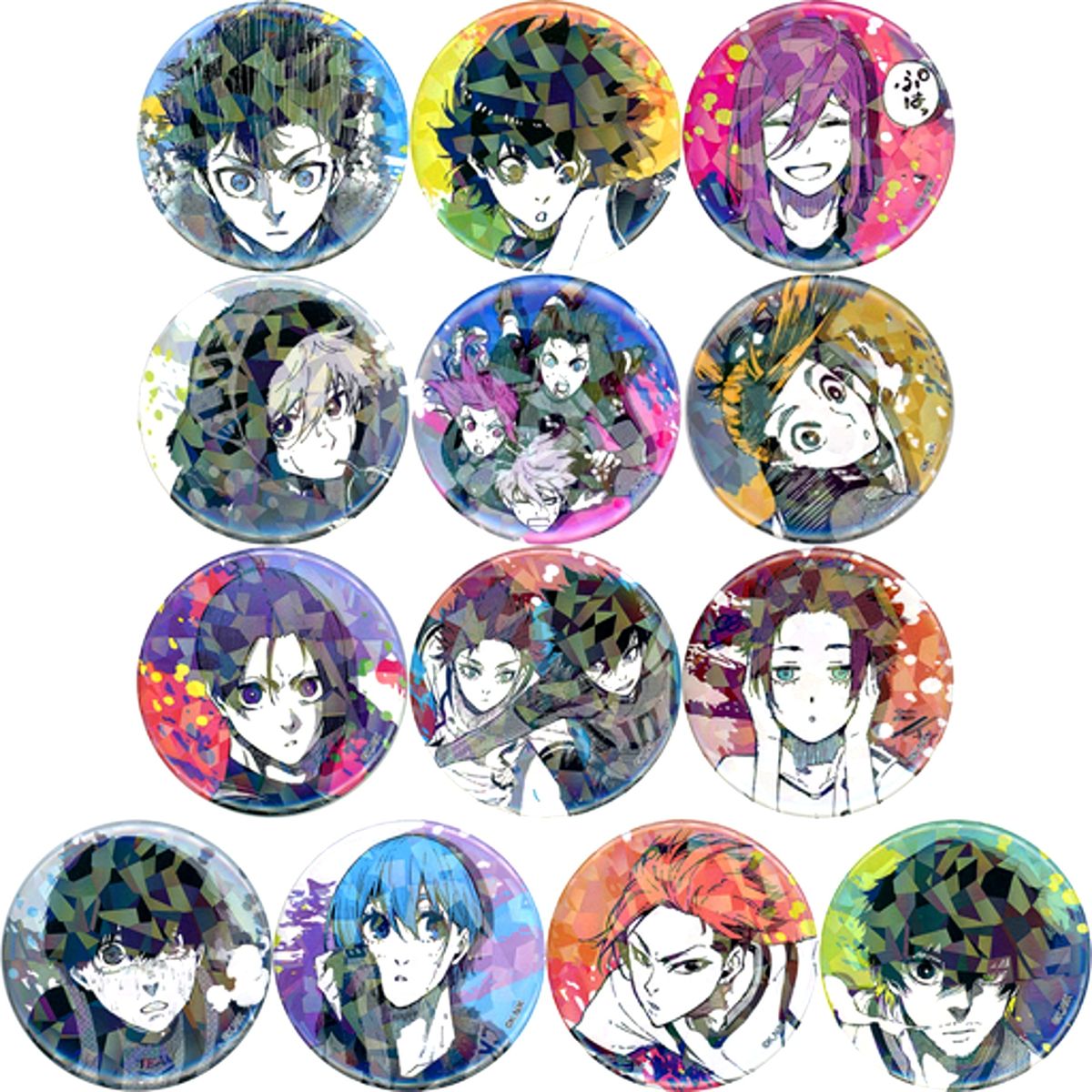 Set of 13 Blue Lock Trading Hologram Button [USED]
