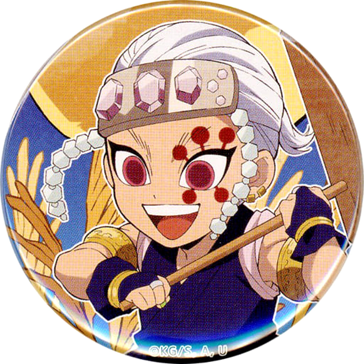 Demon Slayer: Kimetsu no Yaiba Tengen Uzui 57mm Random Can Badge Ufotable Cafe Machi Asobi Cafe Moon Viewing Event 2021 Limited Buttons [USED]