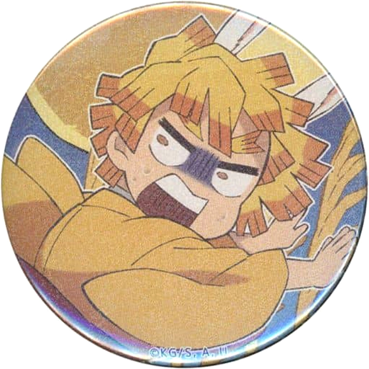 Demon Slayer: Kimetsu no Yaiba Zenitsu Agatsuma Lame 57mm Random Can Badge Ufotable Cafe Machi Asobi Cafe Moon Viewing Event 2021 Limited Buttons [USED]