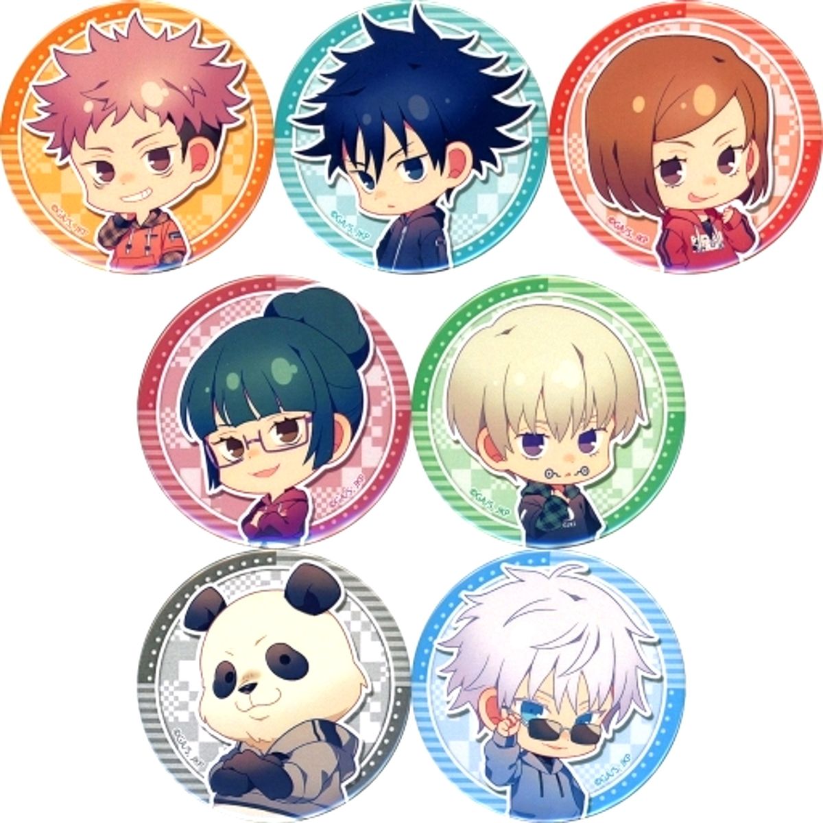 Set of 7 Jujutsu Kaisen Marui Pop up Store Trading Button Parka Ver. [USED]