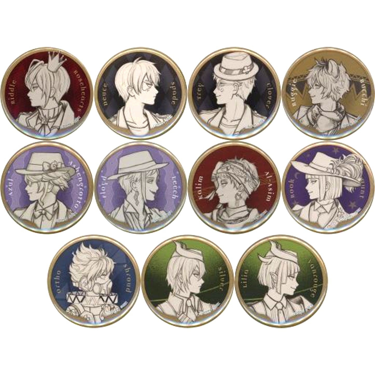 Set of 11 Disney Twisted-Wonderland Trading Button A Roman [USED]