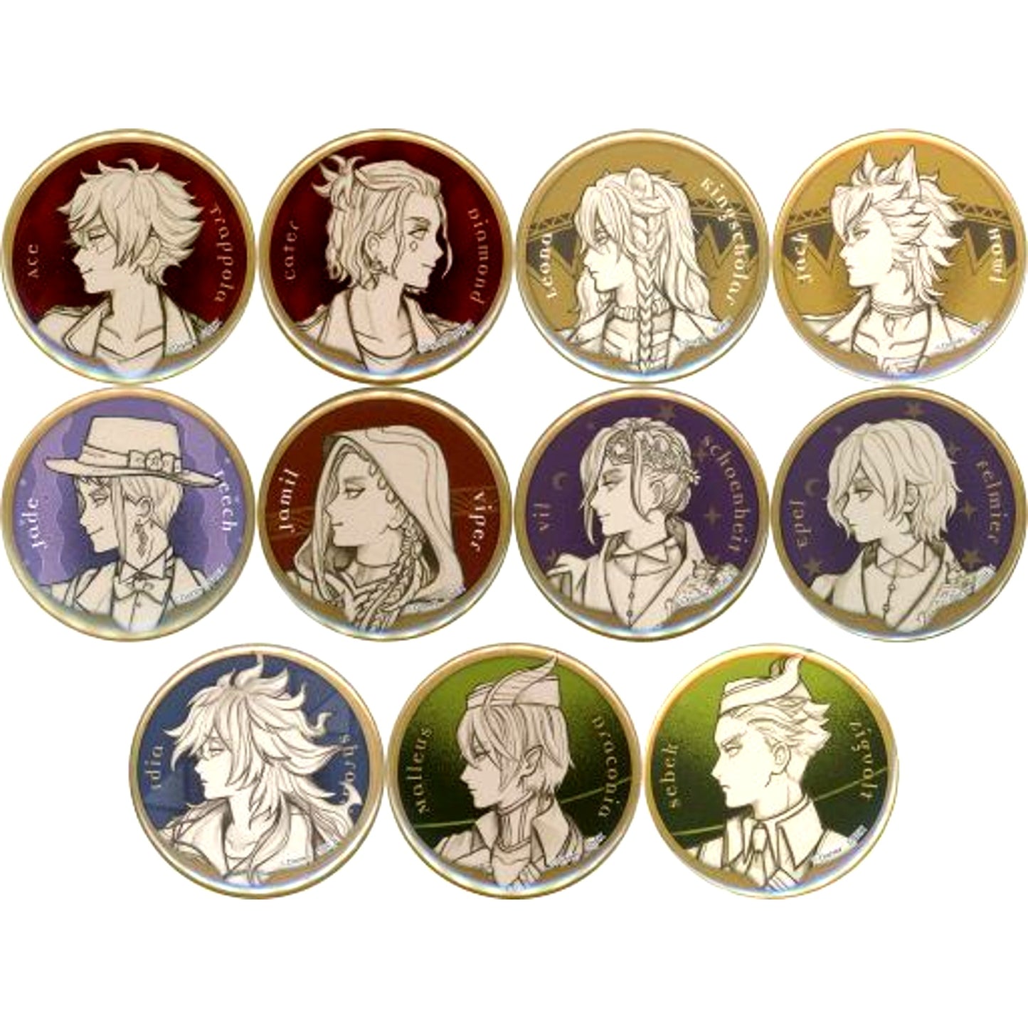 Set of 11 Disney Twisted-Wonderland Trading Button B Roman [USED]