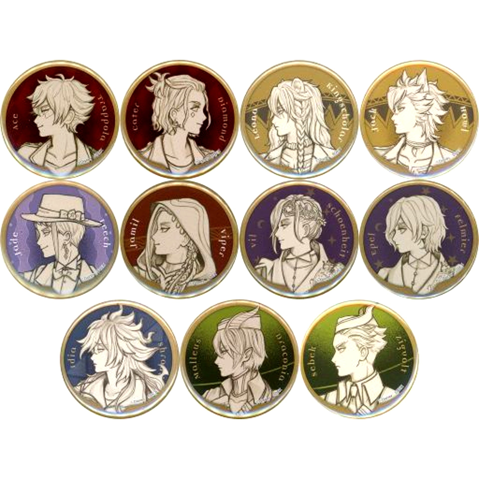 Set of 11 Disney Twisted-Wonderland Trading Button B Roman [USED]