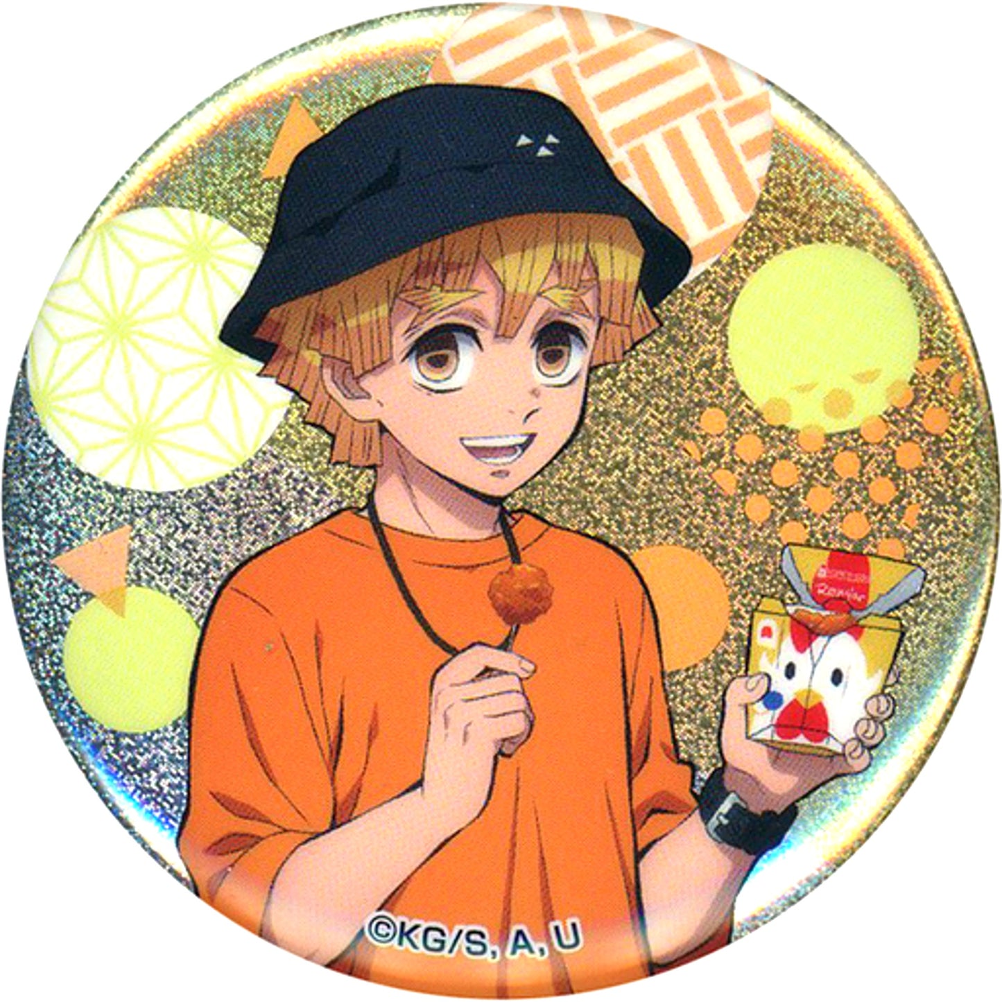 Zenitsu Agatsuma Demon Slayer: Kimetsu no Yaiba x Lawson Autumn 2021 Hologram Button [USED]