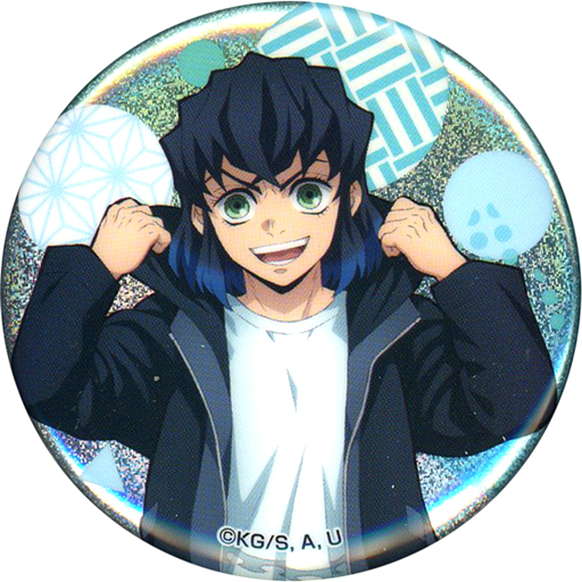 Inosuke Hashibira Demon Slayer: Kimetsu no Yaiba x Lawson Autumn 2021 Hologram Button [USED]