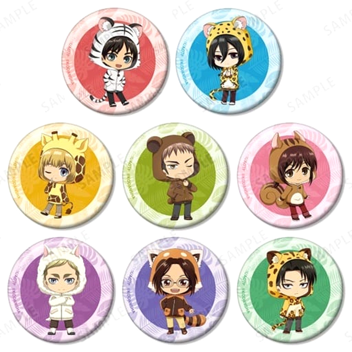 Attack on Titan Mikasa Ackerman & Others Trading The Scout Regiment Chibi Chara Can Badge All 8 Types Set Buttons [USED]