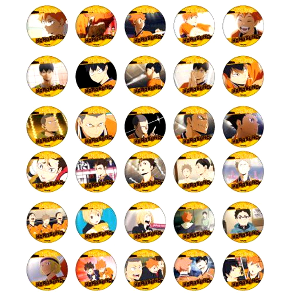 Set of 30 01. 1 Karasuno A Haikyu!! Can Gacha 54mm Trading Scene Shot Button [USED]
