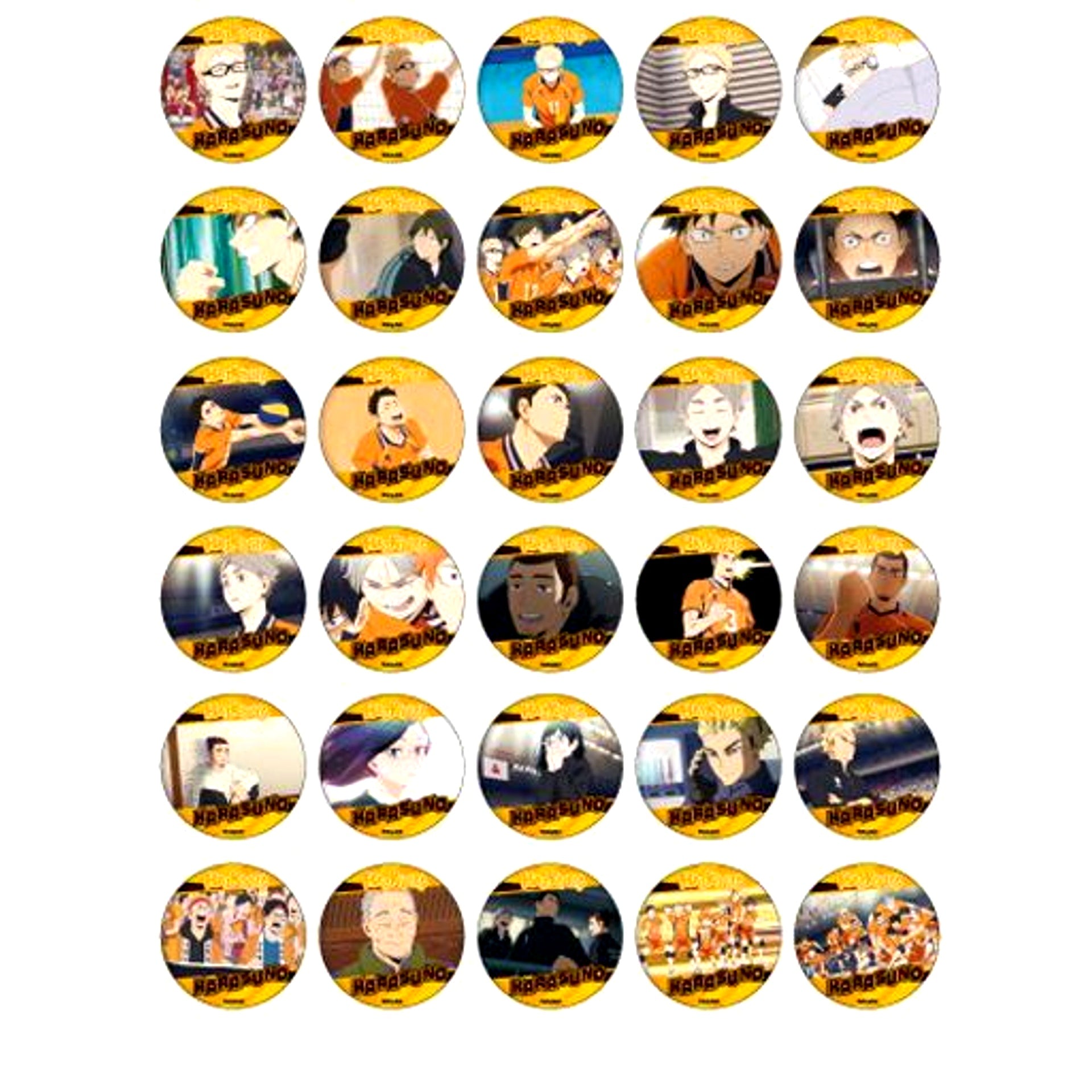 Set of 30 Haikyu!! Can Gacha 54mm 02. Trading Scene Shot Button 2 Karasuno B [USED]