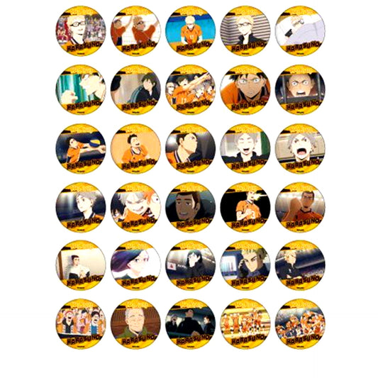 Set of 30 Haikyu!! Can Gacha 54mm 02. Trading Scene Shot Button 2 Karasuno B [USED]